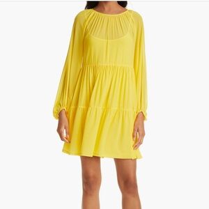 STAUD Vibrant Yellow Long Sleeve Dress